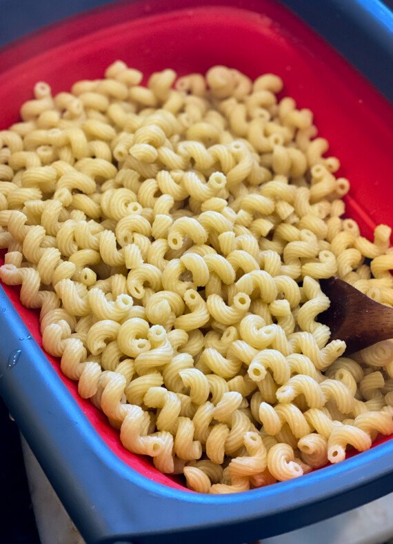 Pasta cavatappi cocida.