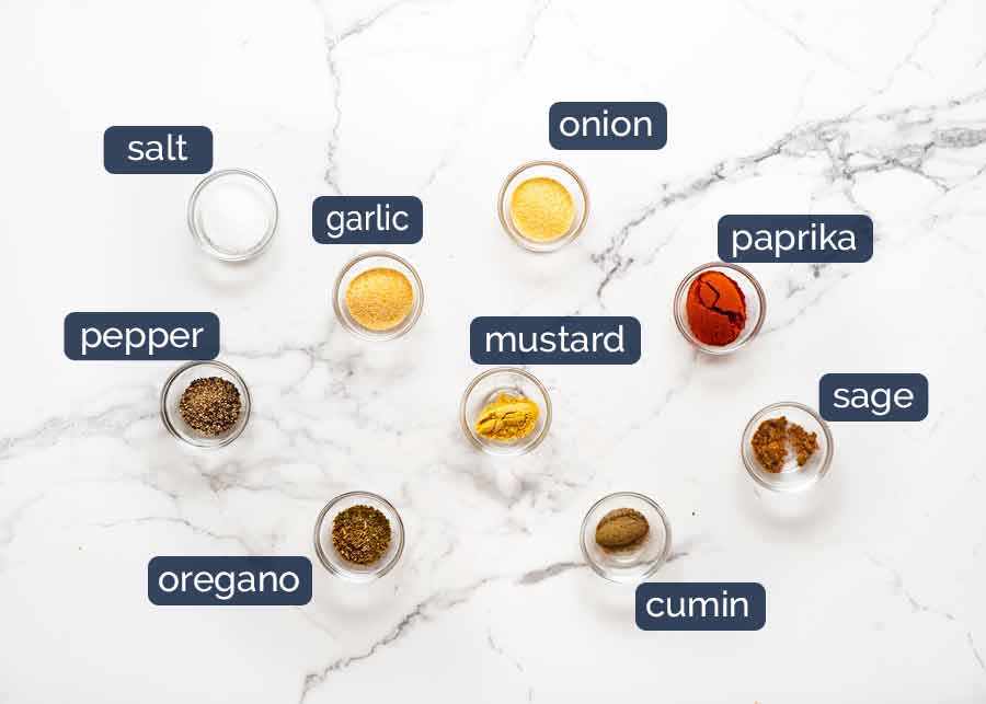 Ingredientes en Pork Rub - receta de condimento