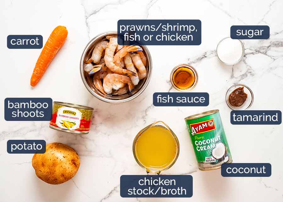 Ingredientes del curry amarillo tailandés