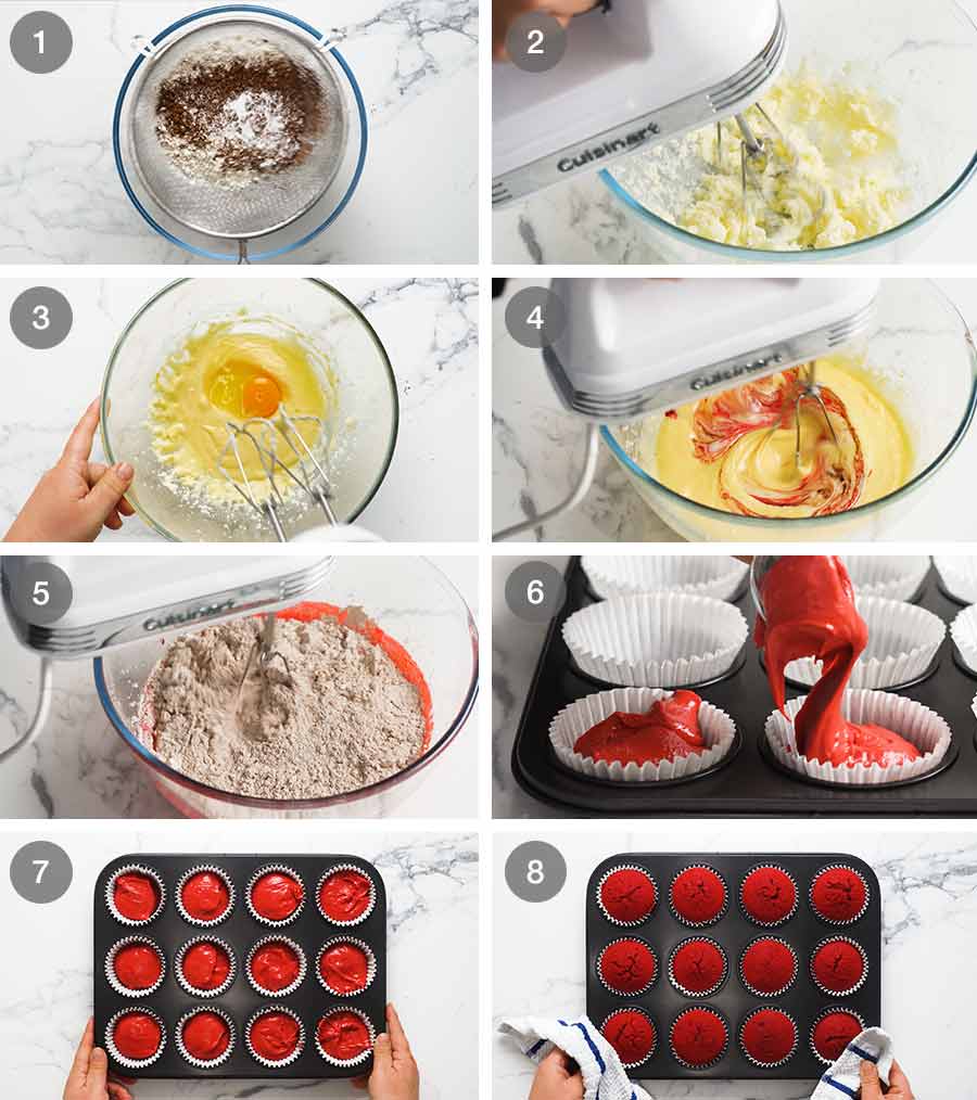 Cómo hacer cupcakes de terciopelo rojo