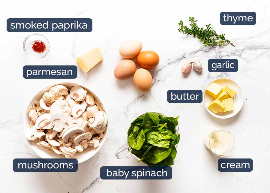 Ingredientes en huevos al horno - huevos fruncidos