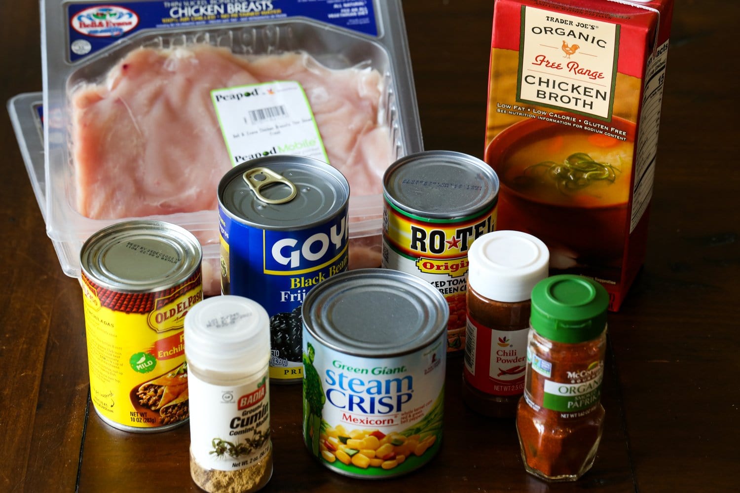Ingredientes para la receta de sopa de enchilada de pollo