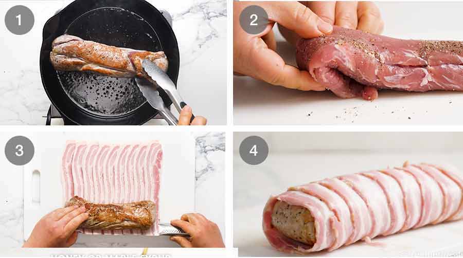 Cómo hacer lomo de cerdo envuelto en tocino