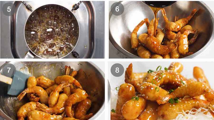 Cómo hacer langostinos con miel