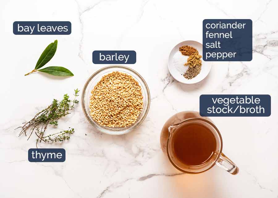 Ingredientes de la sopa de cebada perlada