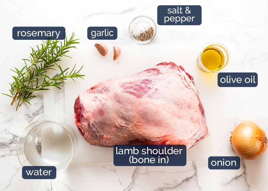 Ingredientes para paleta de cordero asada a fuego lento durante 12 horas