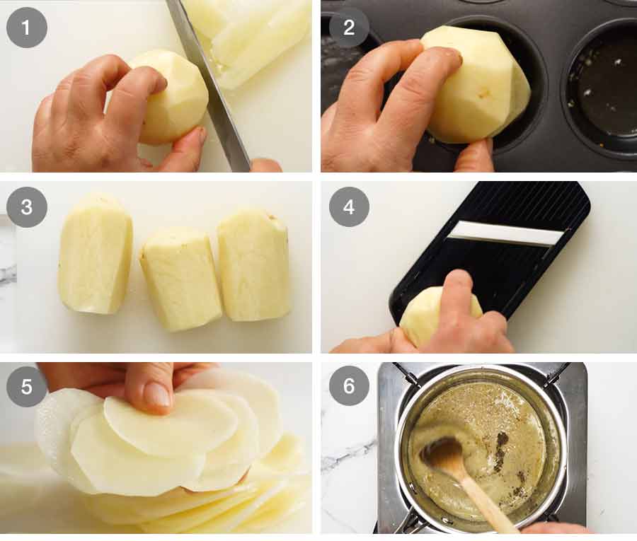 Cómo hacer Mini Dauphinoise de patata - Pilas gratinadas