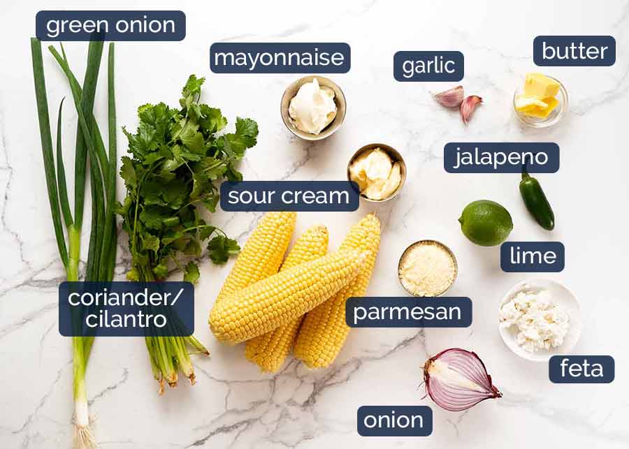 Ingredientes de la Ensalada Mexicana de Maíz