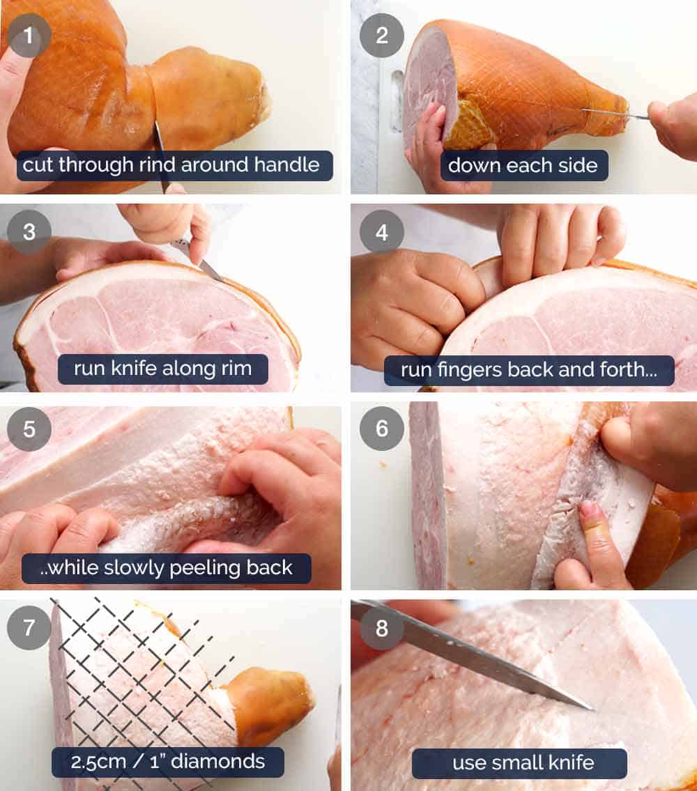 Jamón glaseado - cómo quitar la corteza del jamón