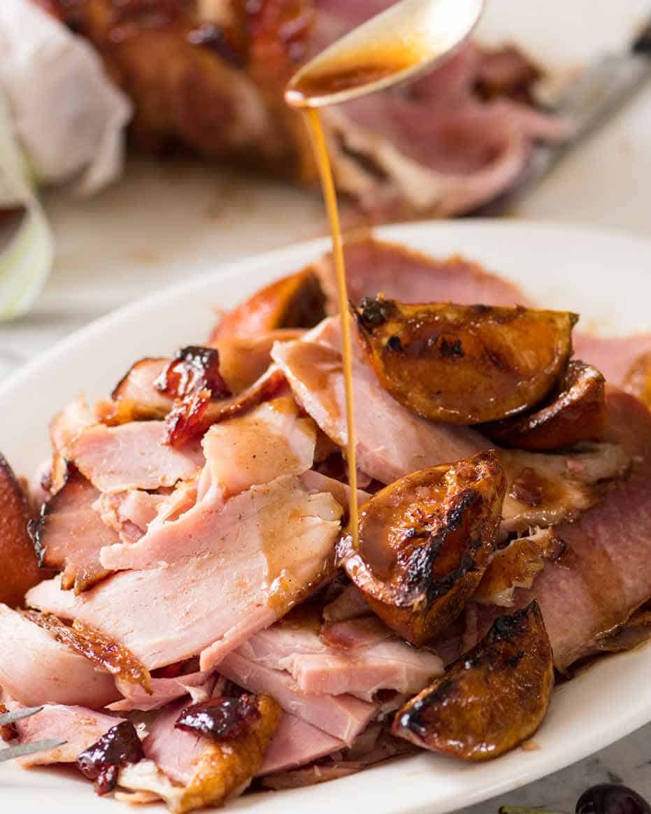 Salsa para rociar sobre jamón glaseado con arce