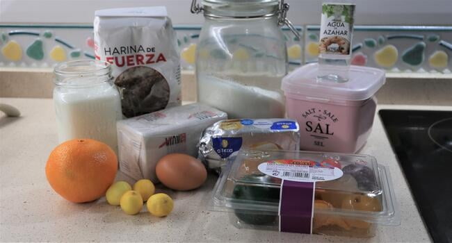 Los ingredientes para hacer roscón de Reyes con Mycook