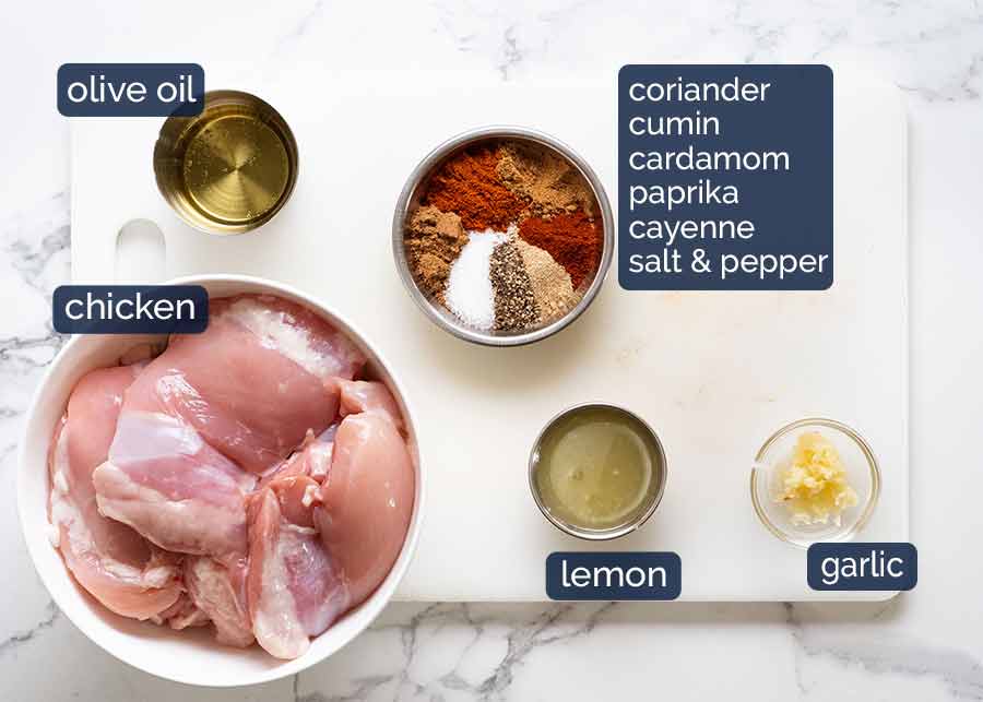 Ingredientes en Pollo Shawarma
