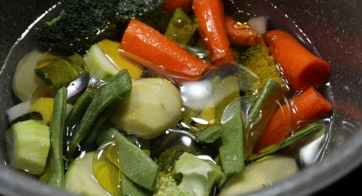 Cocemos las verduras en la Olla