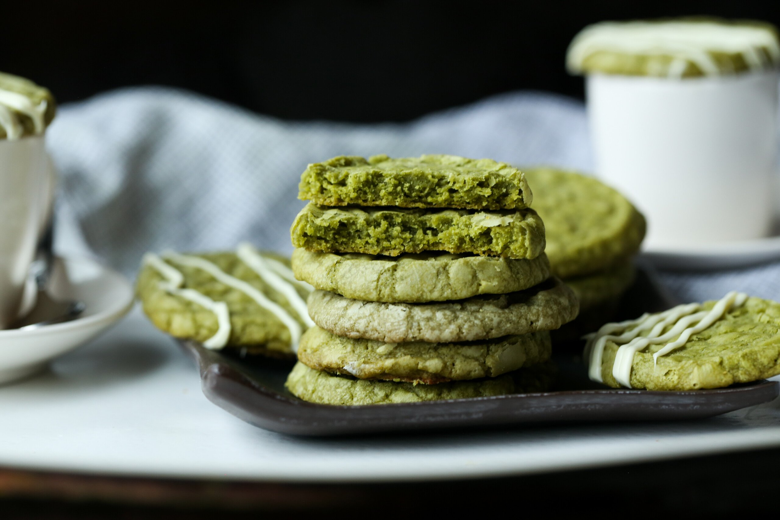 Shortbread de té verde apilado