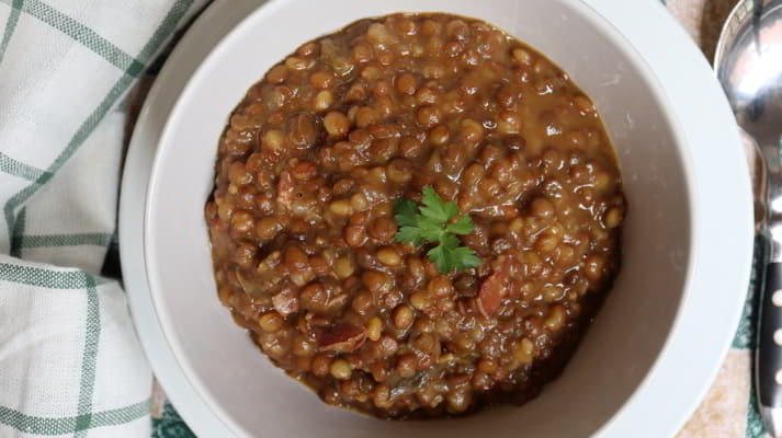 Como hacer con la Olla GM H las lentejas con bacon
