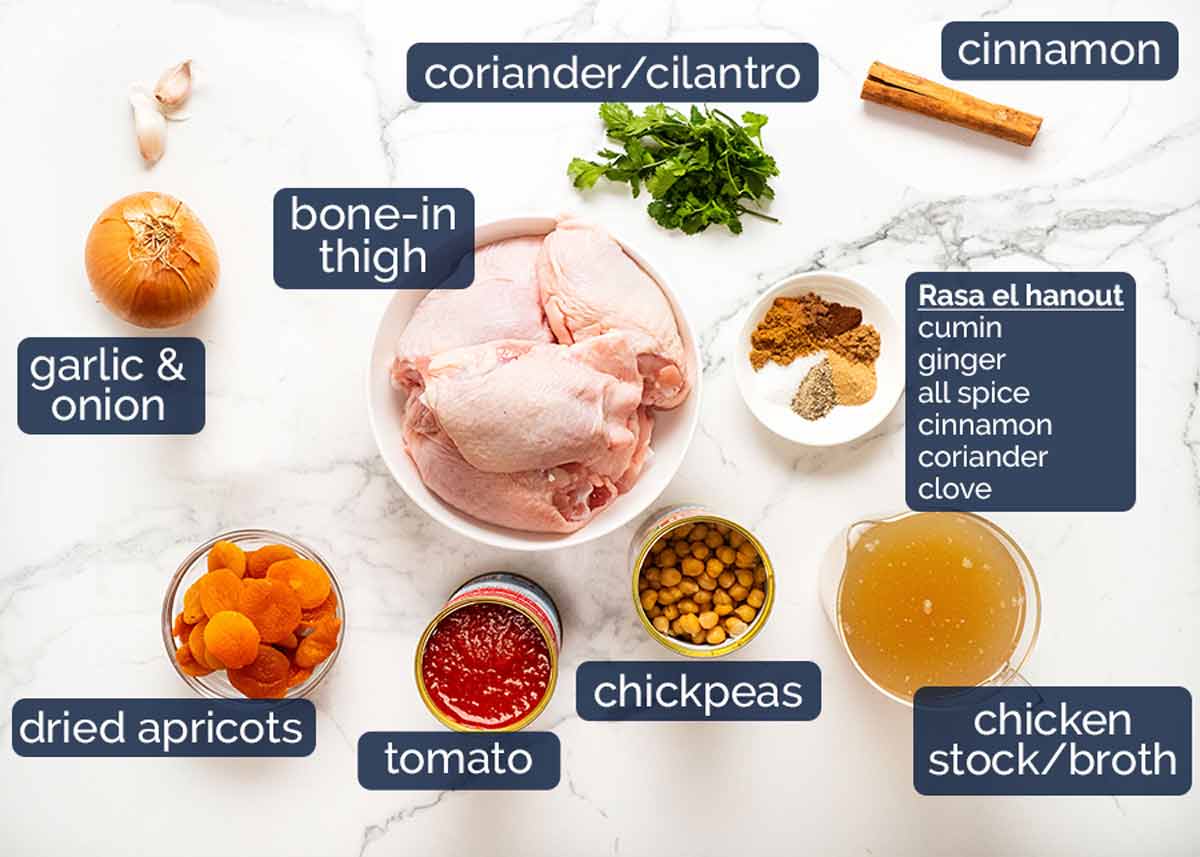 Ingredientes Tajín de pollo marroquí