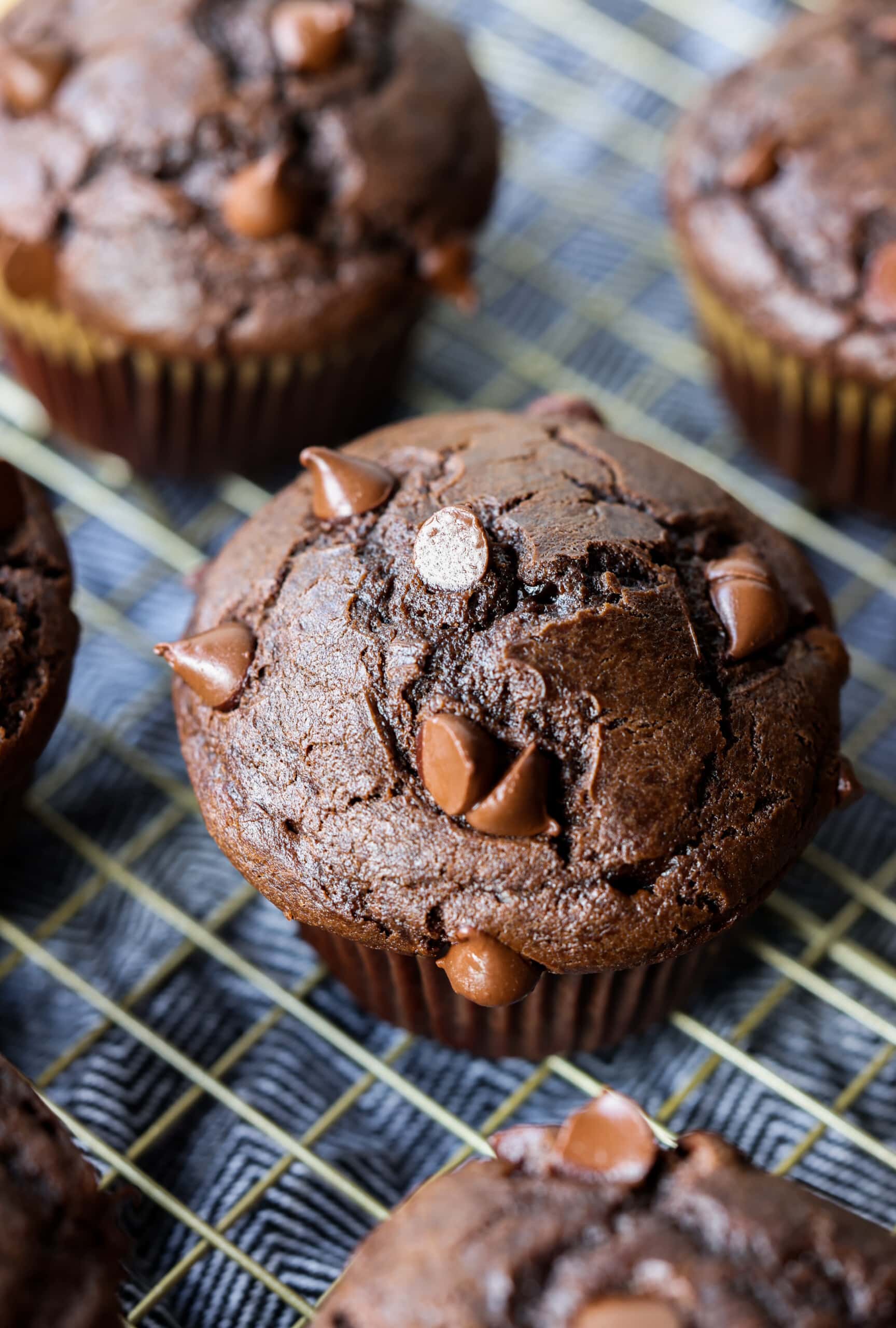muffin de chocolate en una rejilla para enfriar