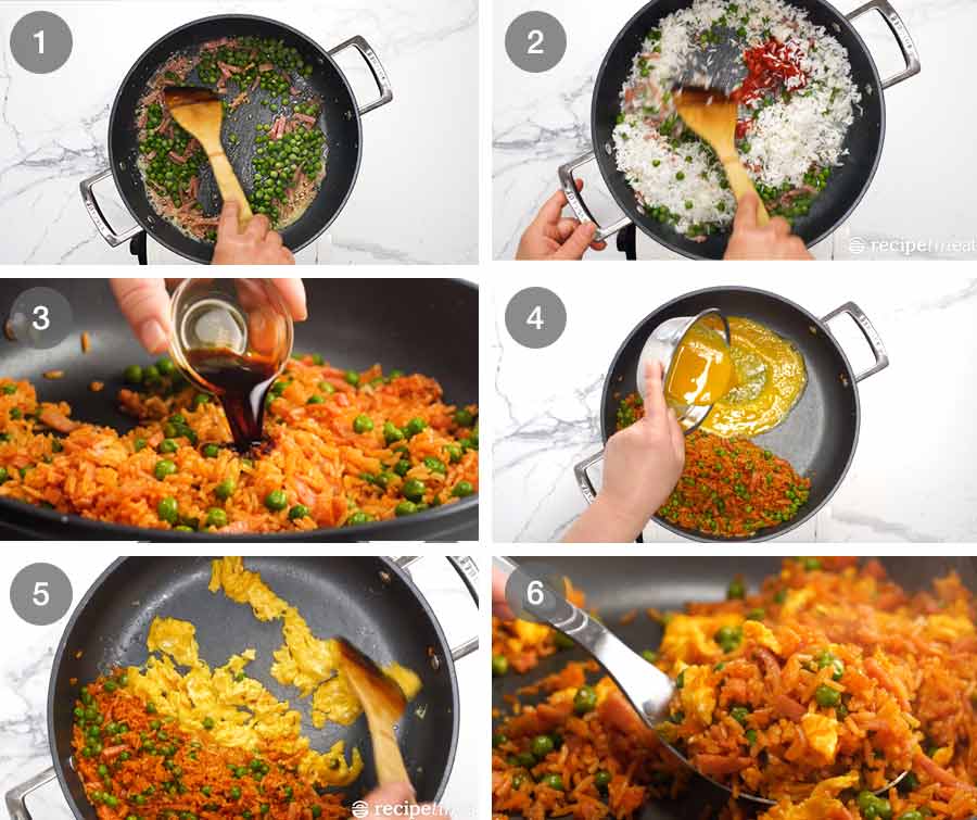 Cómo hacer arroz frito rojo vietnamita