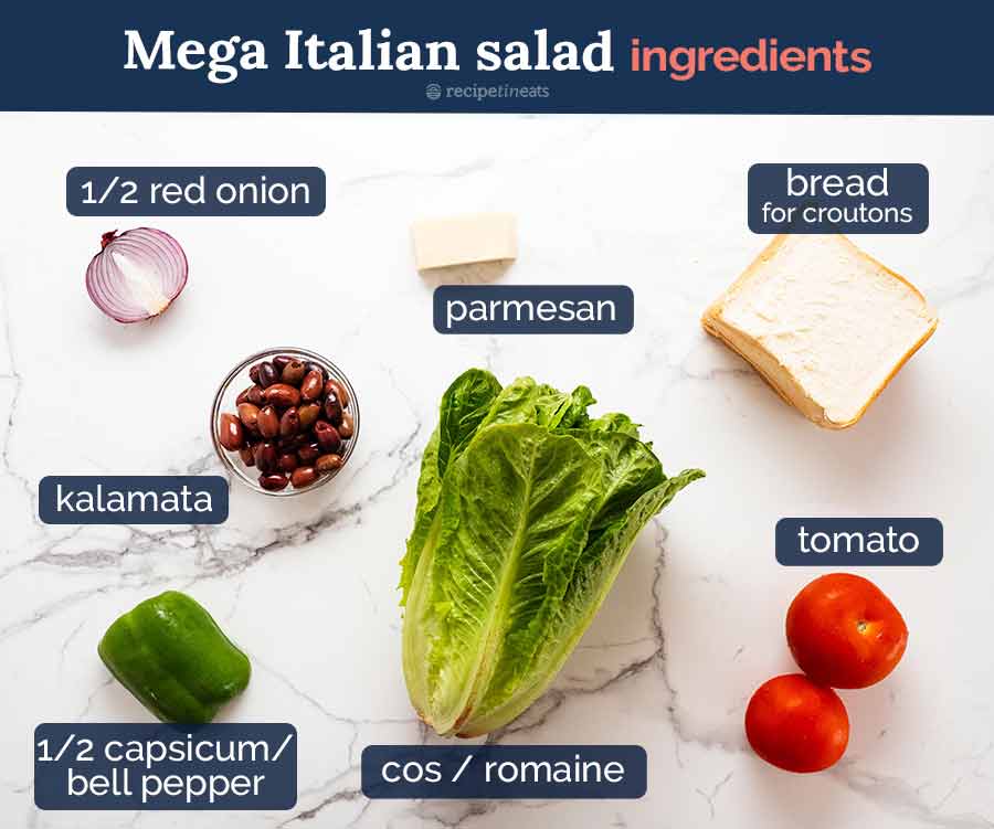 Ingredientes de la Mega Ensalada Italiana
