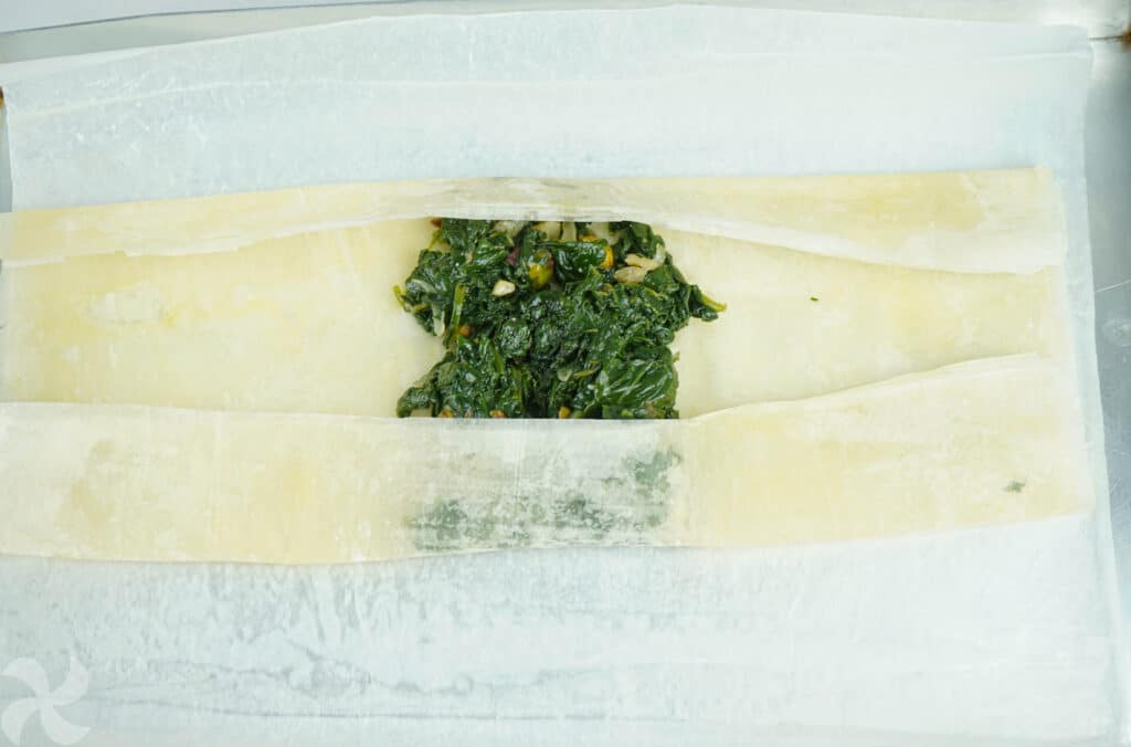 Paquetes de espinacas con queso feta