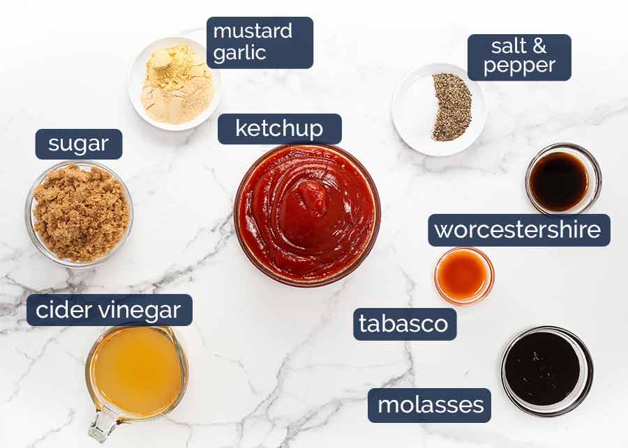 Ingredientes en mi mejor cerdo desmenuzado