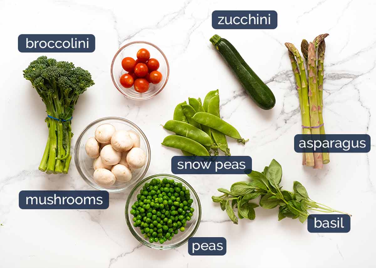 Ingredientes en Pasta Primavera