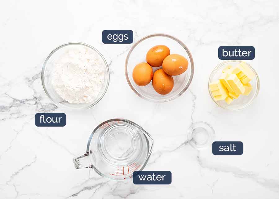 Ingredientes en Eclairs
