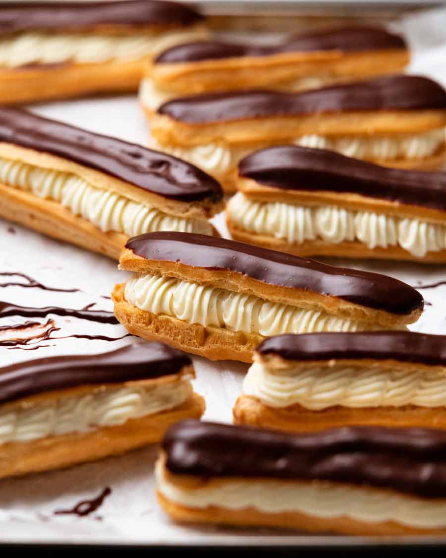 Eclairs recién hechos