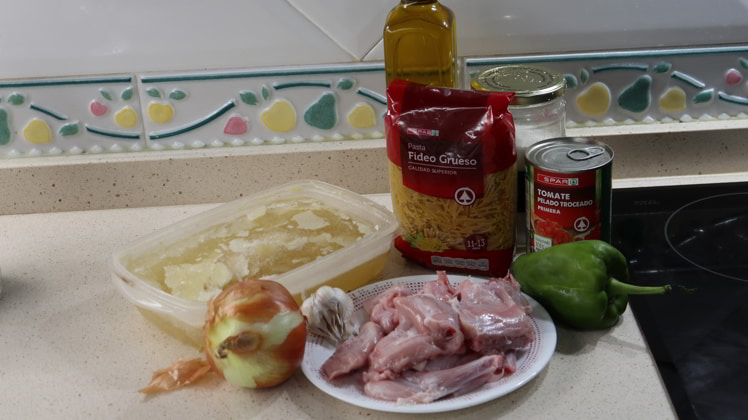 Ingredientes-fideua-conejo-casero Ingredientes fideua conejo casero