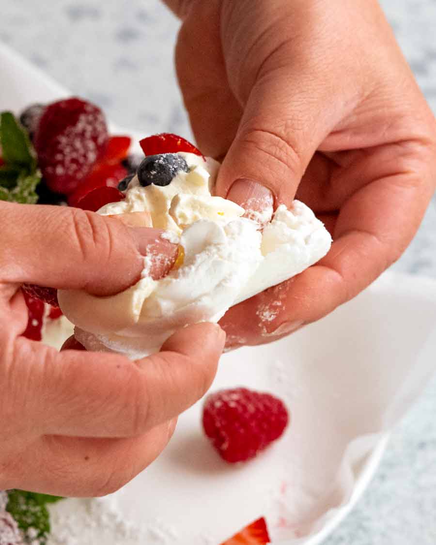 Interiores de malvavisco de Mini Pavlovas
