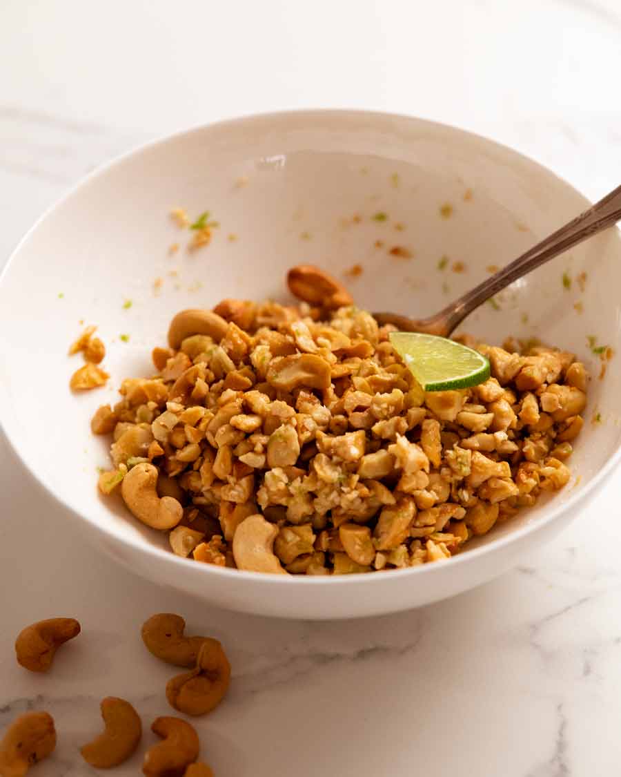 Cobertura de anacardo y lima para ensalada de fideos de vidrio