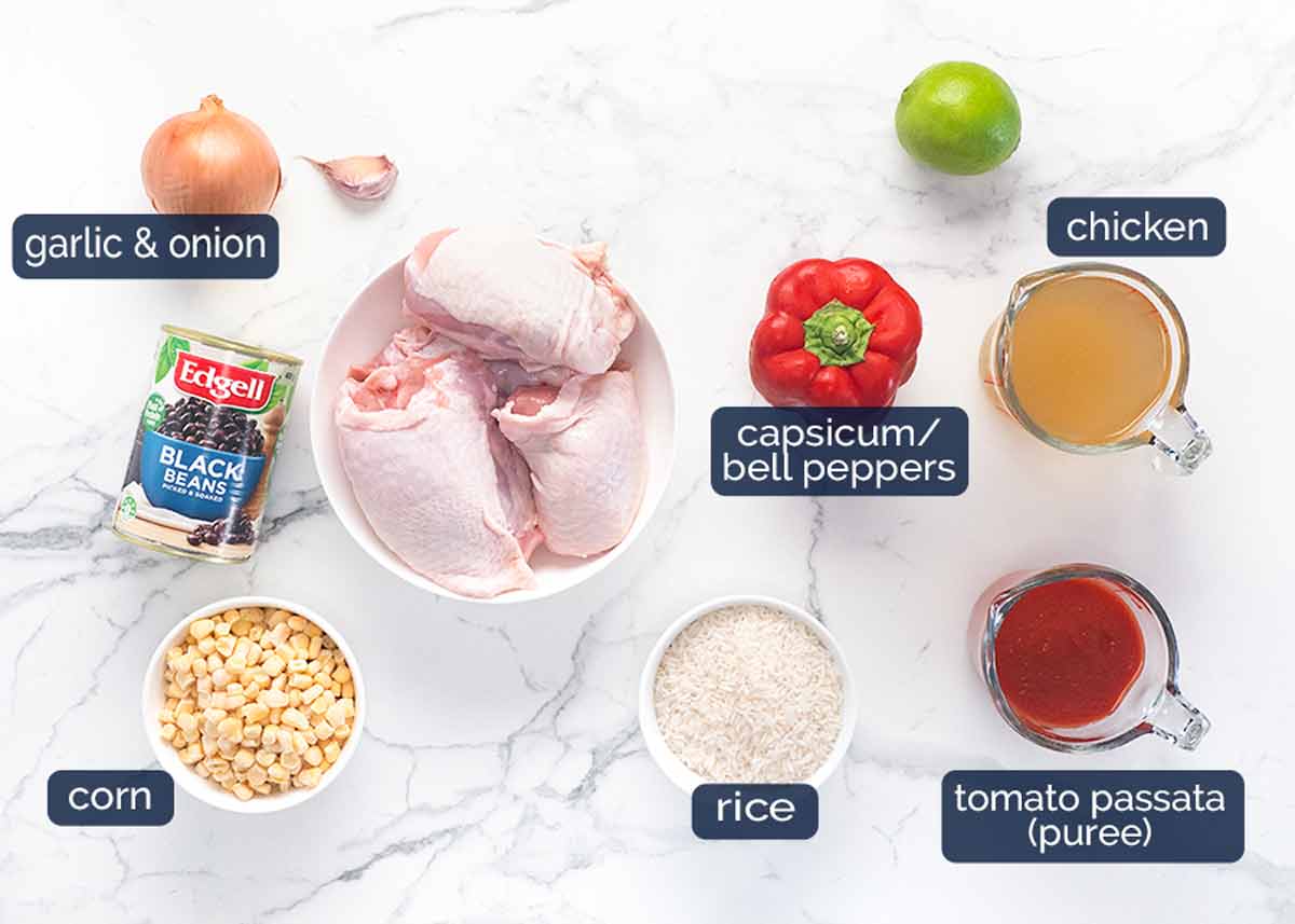 Ingredientes en One Pot Mexican Chicken and Rice