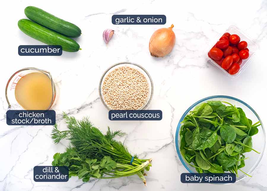 Ingredientes en Ensalada de cuscús de perla