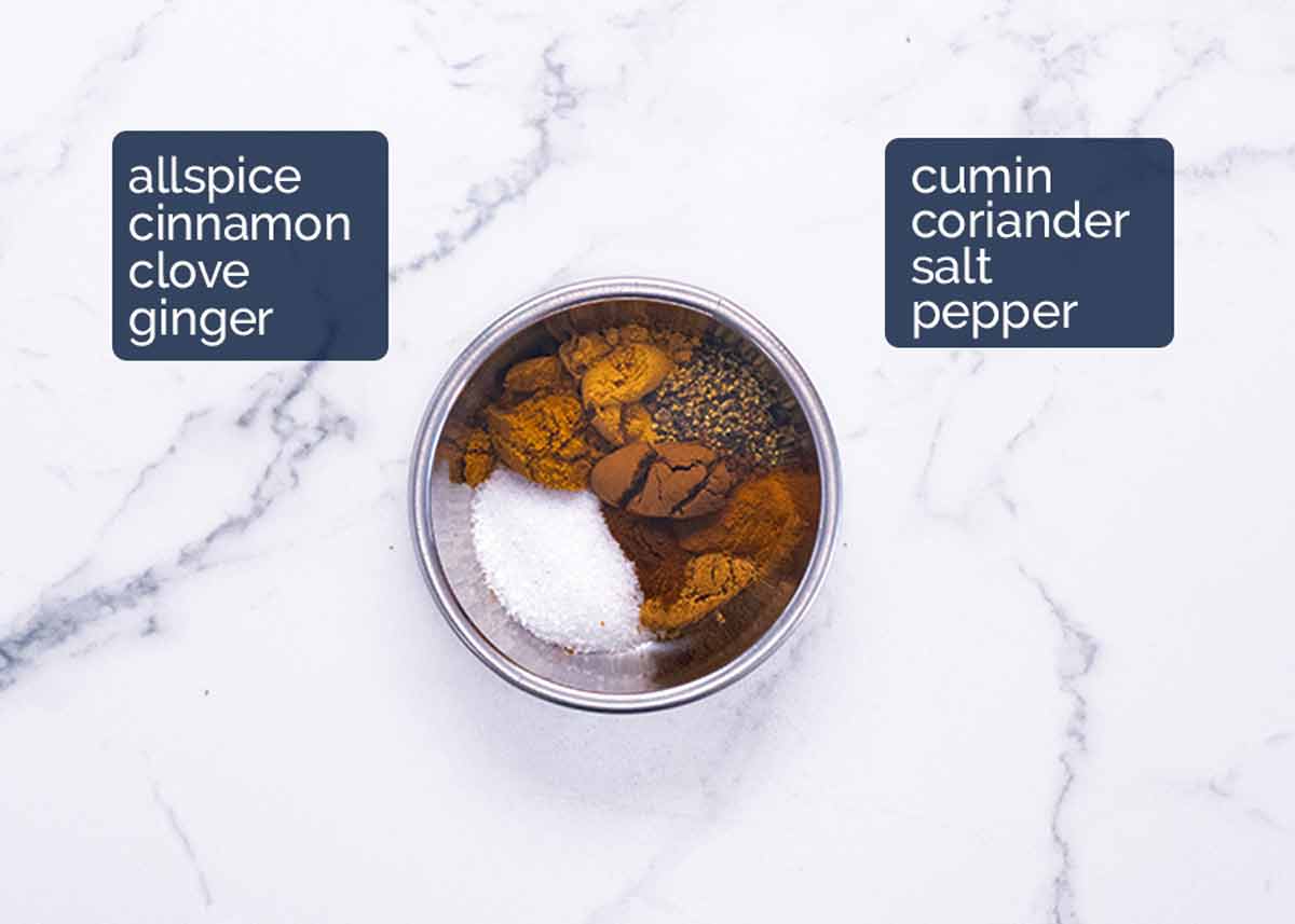 Ingredientes en lomo de cordero marroquí