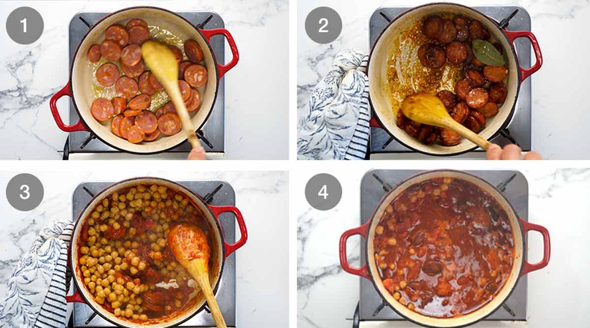 Cómo hacer Guiso de garbanzos con chorizo