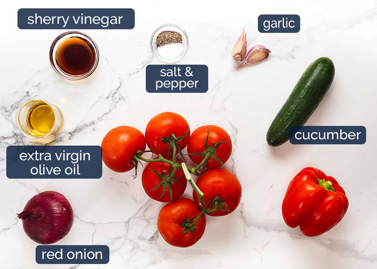 Ingredientes del Gazpacho