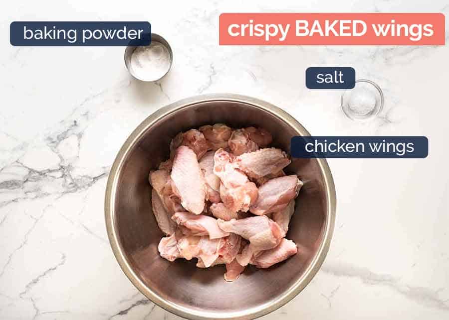 Ingredientes para alitas de pollo al horno crujientes