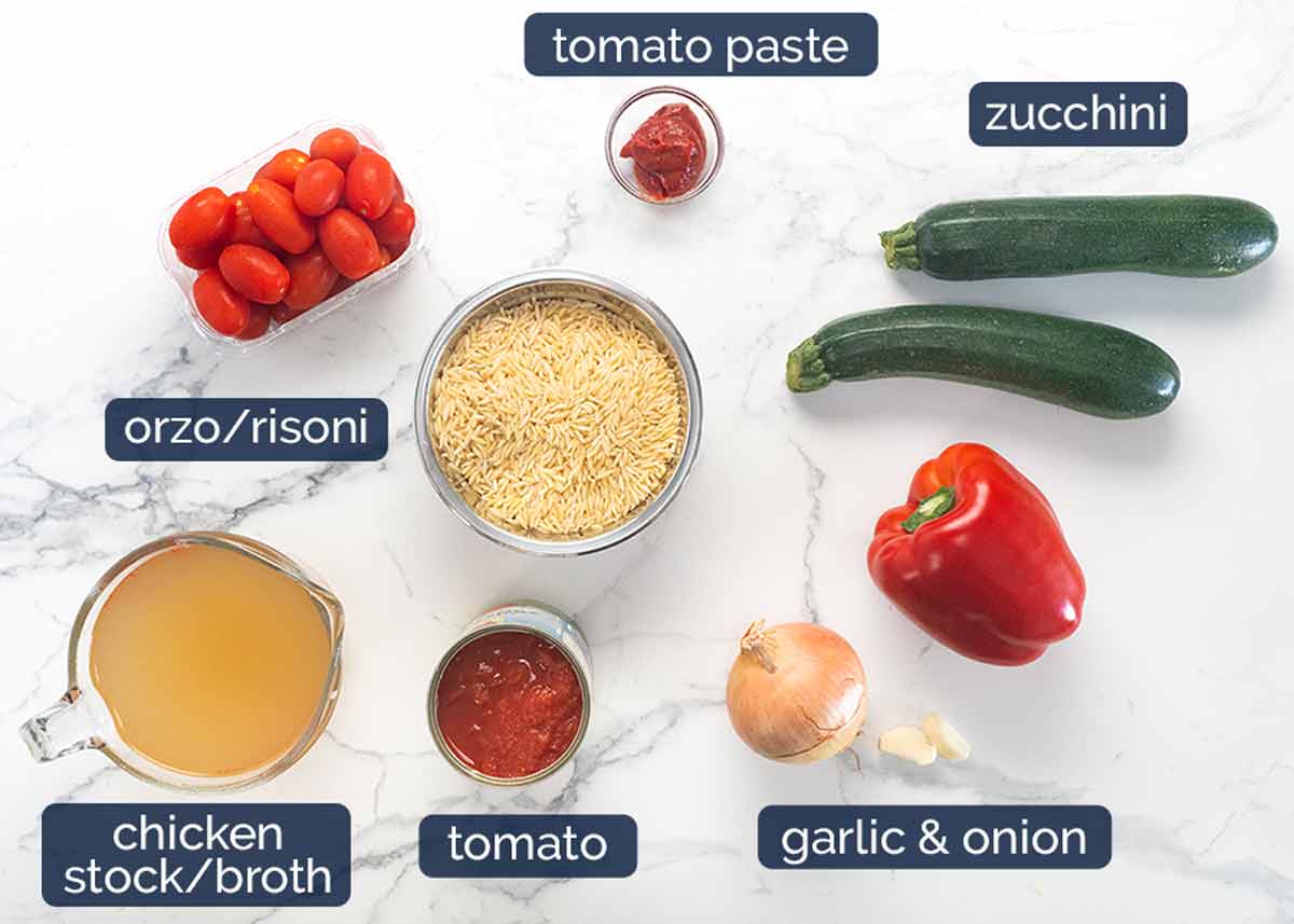 Ingredientes en One Pot Greek Chicken Risoni (Orzo)