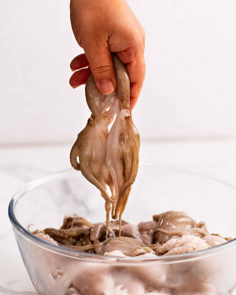 pulpo bebé crudo