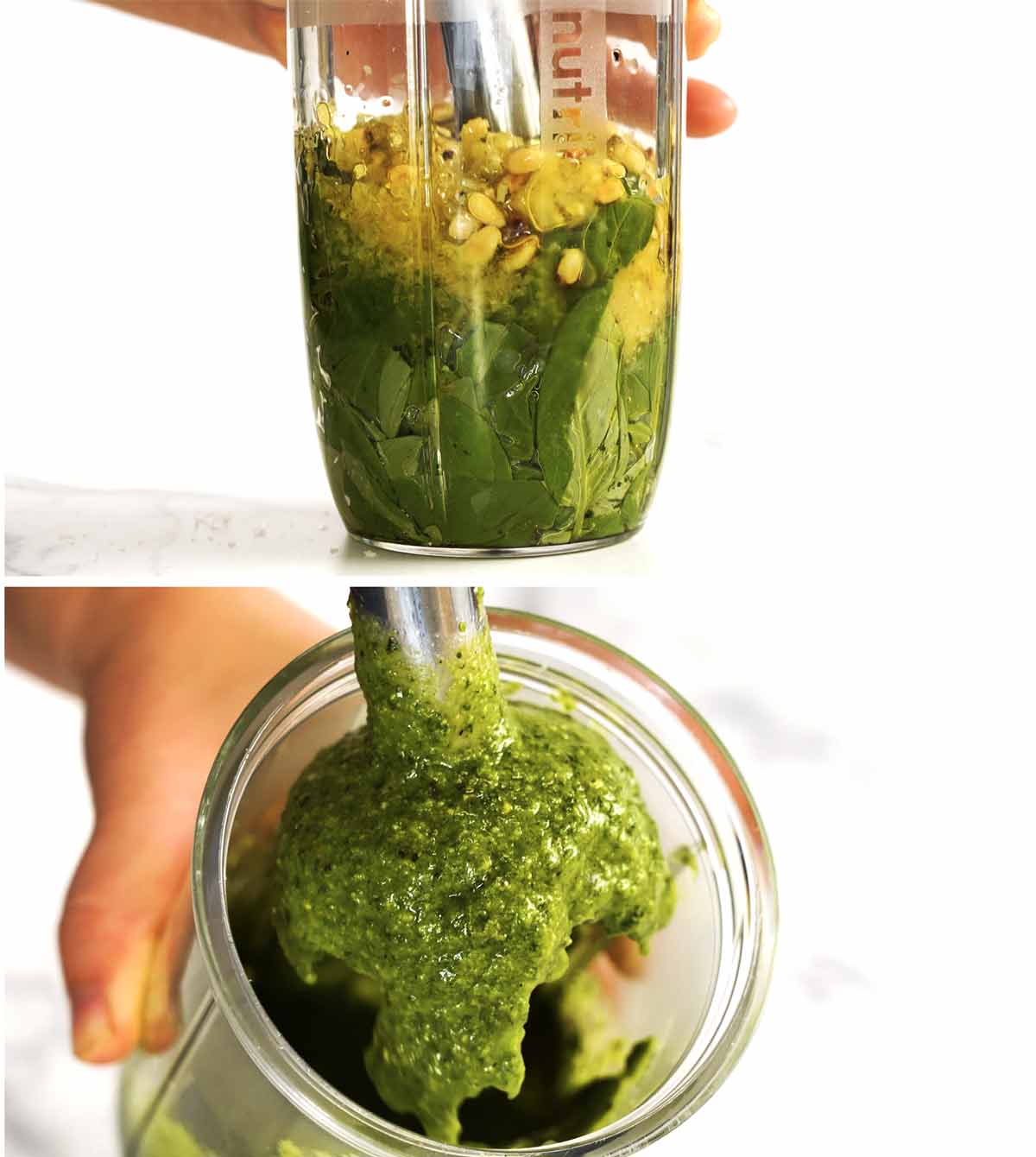Hacer pesto para ensalada de pasta al pesto