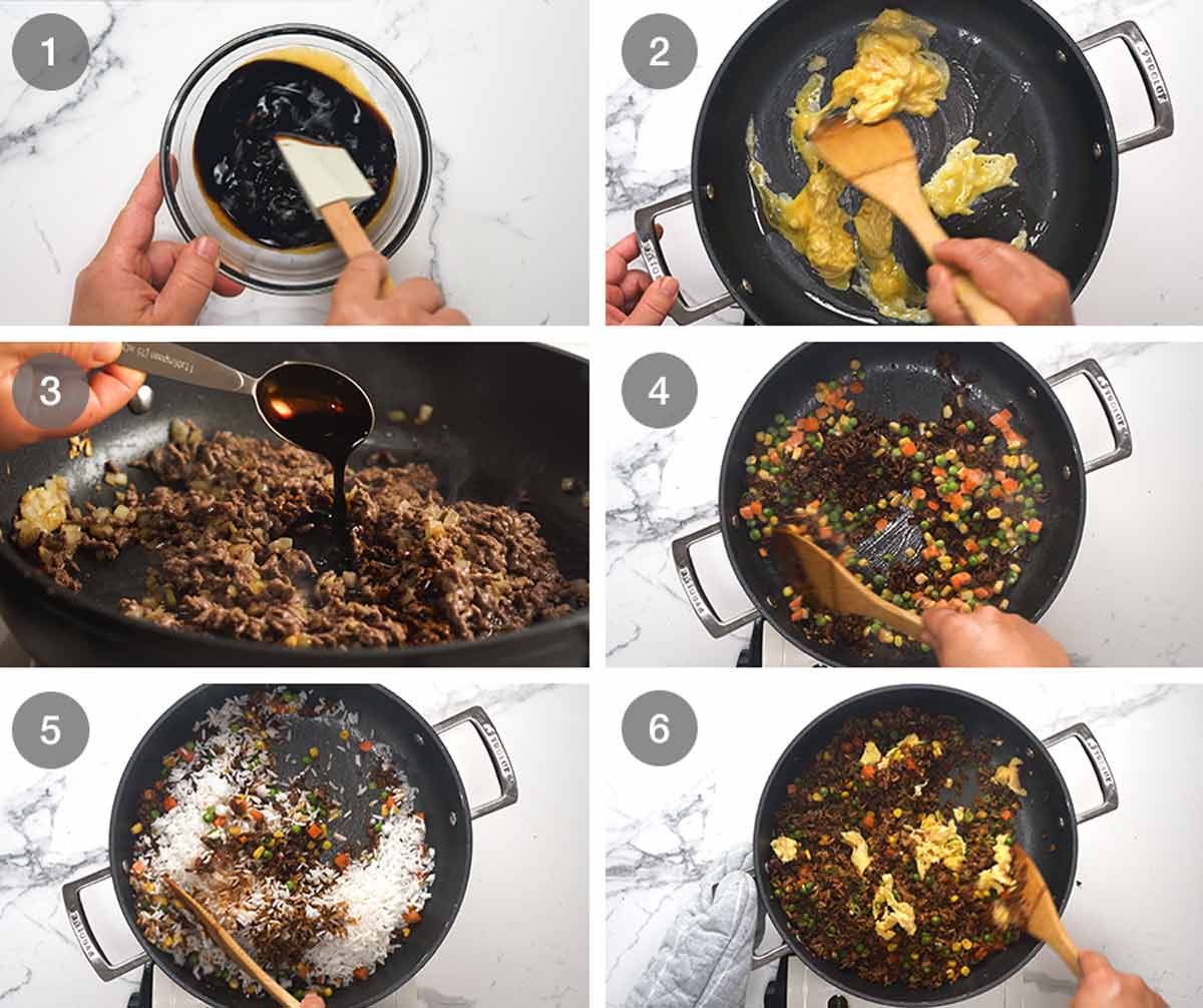 Cómo hacer arroz frito con carne