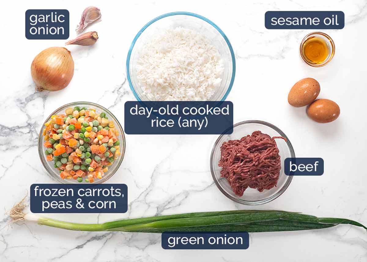 Ingredientes en Arroz frito con carne