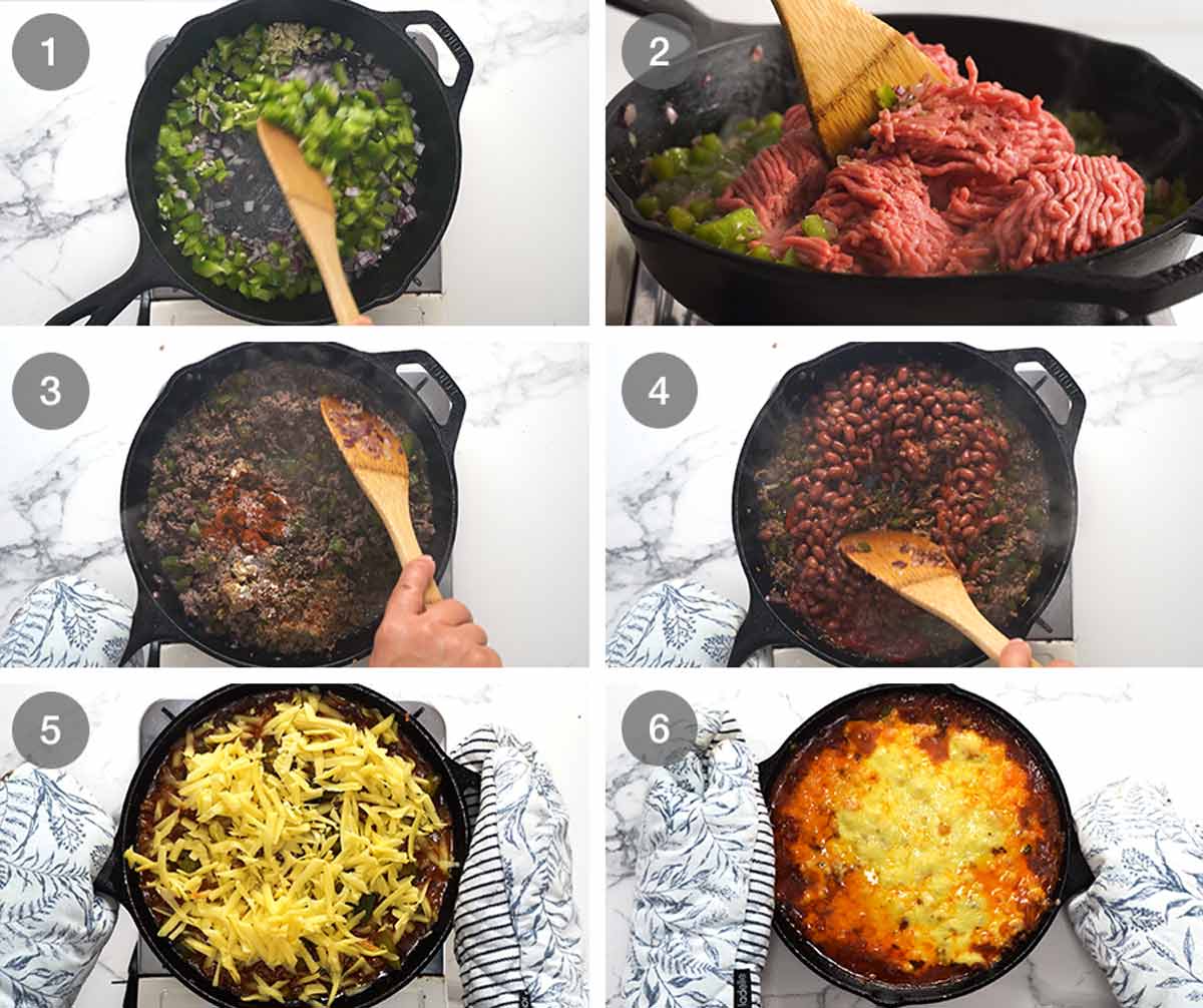 Cómo hacer una cazuela mexicana de carne y frijoles con queso