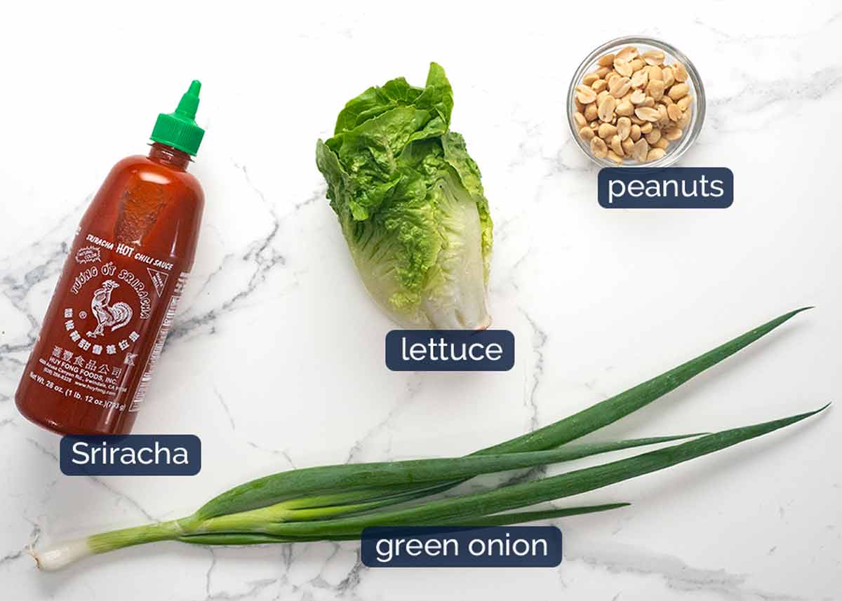 Ingredientes en Wraps de lechuga vegetariana - arco de san choy