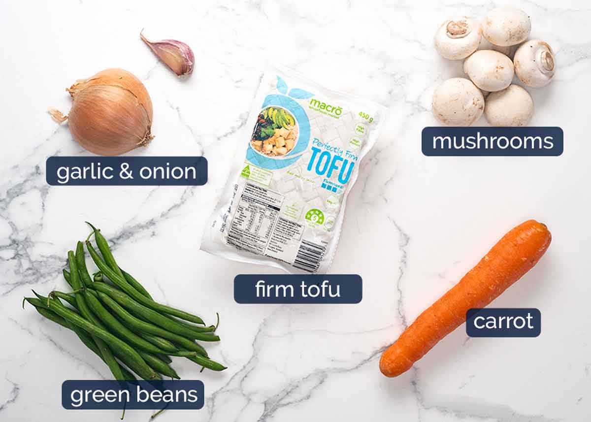 Ingredientes en Wraps de lechuga vegetariana - arco de san choy