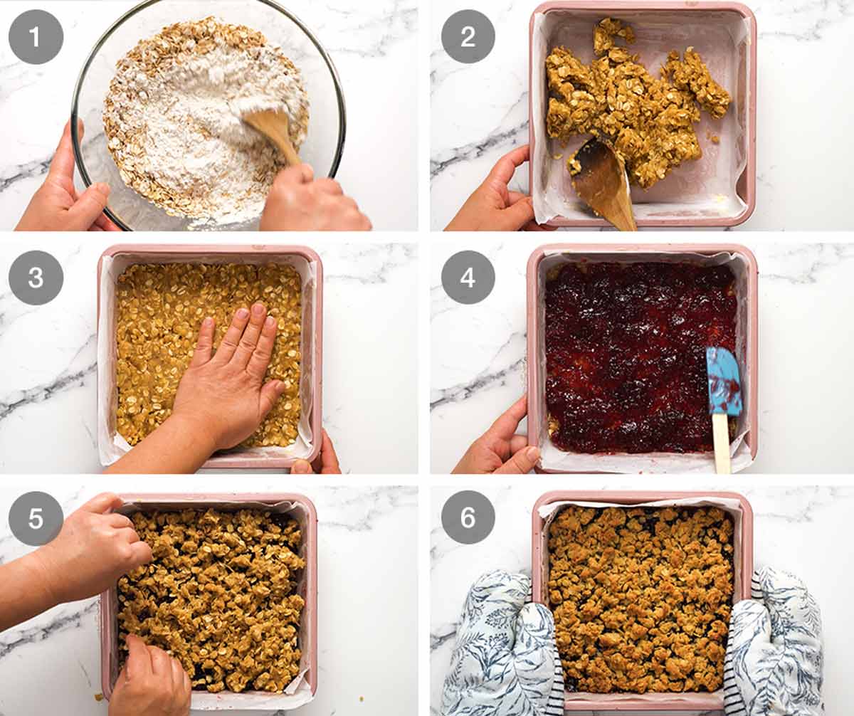 Cómo hacer barritas de avena con mermelada de frambuesa