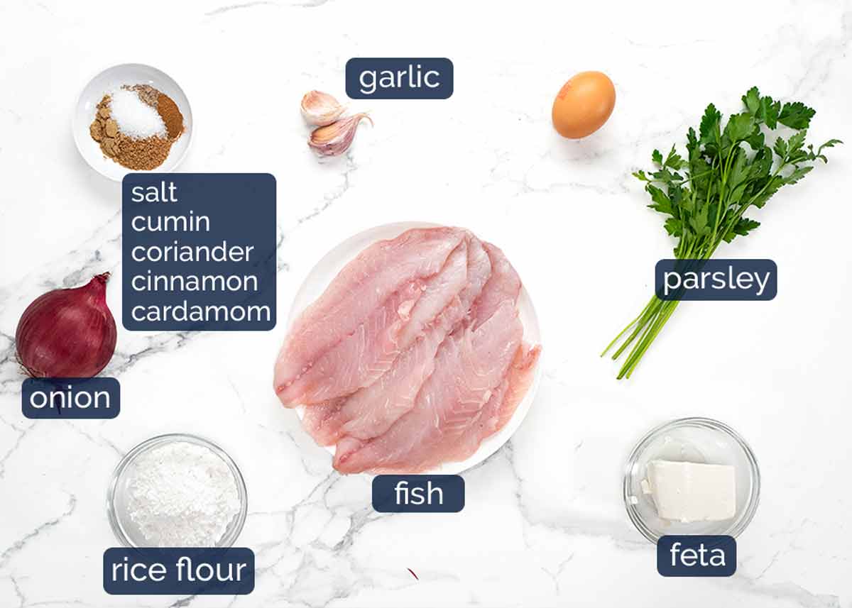 Ingredientes en koftas de pescado