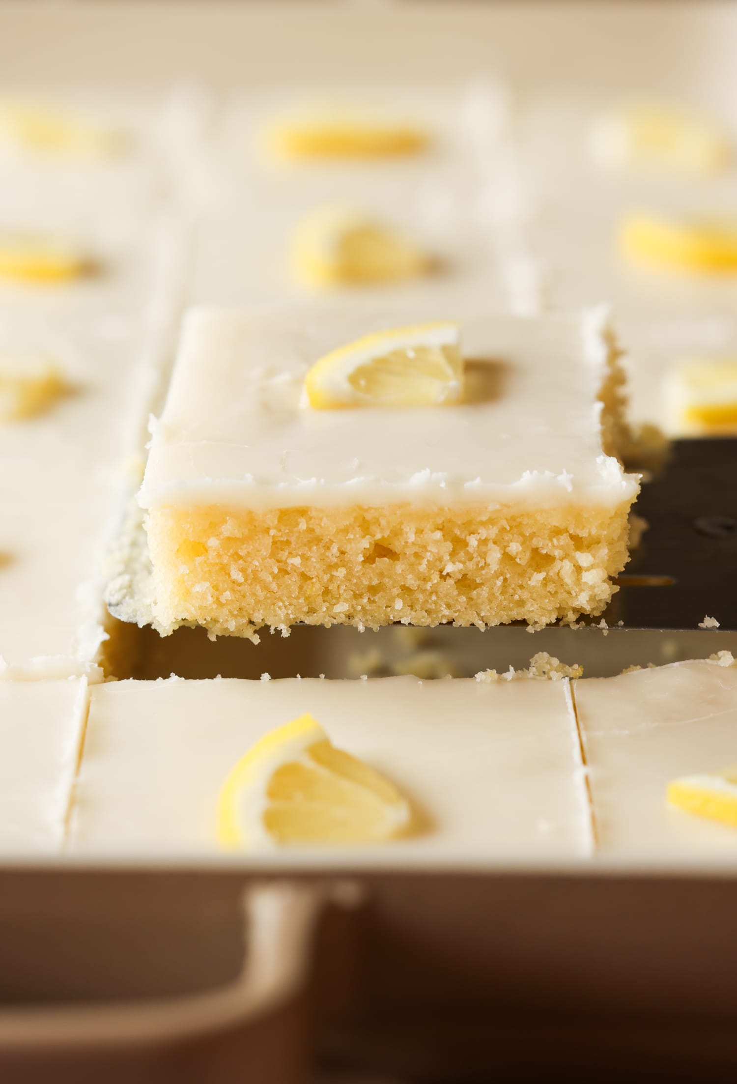toma lateral de una rebanada de pastel de hoja de limón