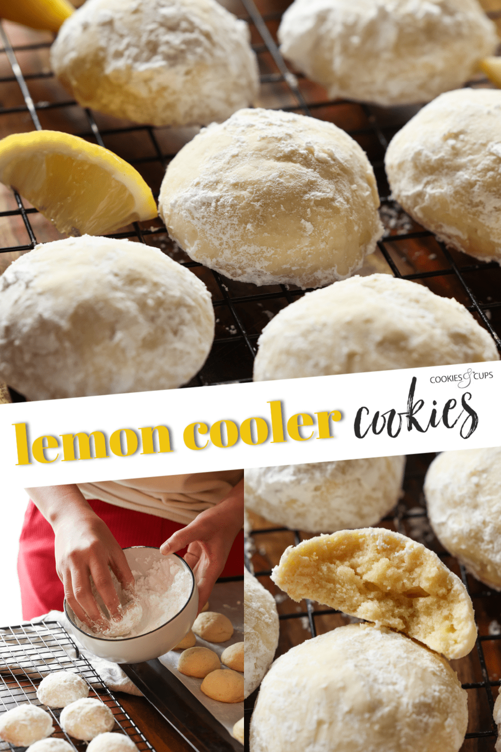 Mis galletas fáciles de enfriar con limón son galletas suaves, agrias y cítricas cubiertas con azúcar en polvo derretida. ¡La receta perfecta de galletas de limón! Galletas enfriadoras de limón Chapa
