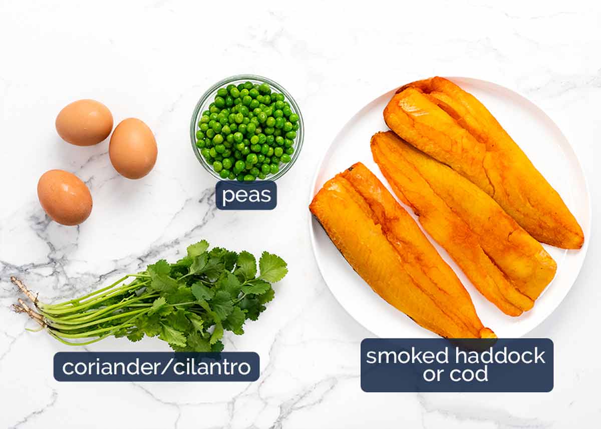 Ingredientes en Kedgeree - Arroz y pescado inglés